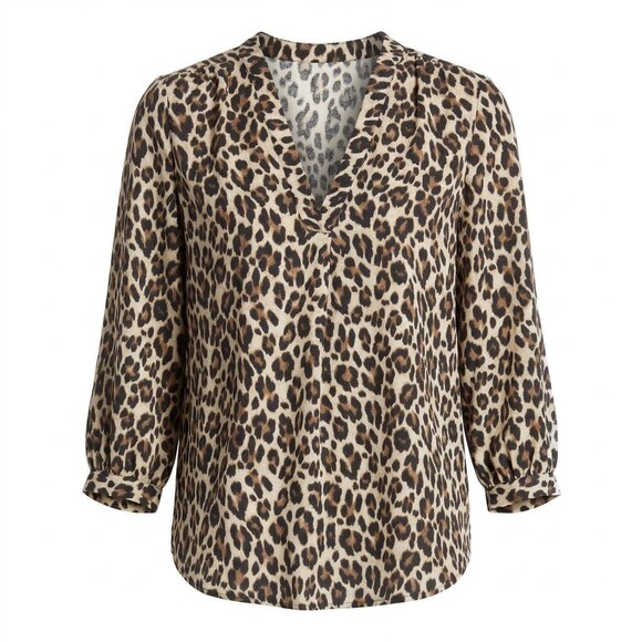 Vince Camuto Tops - Vince Camuto Leopard Print V‑Neck Blouse 3/4 Sleeve Animal Print Top